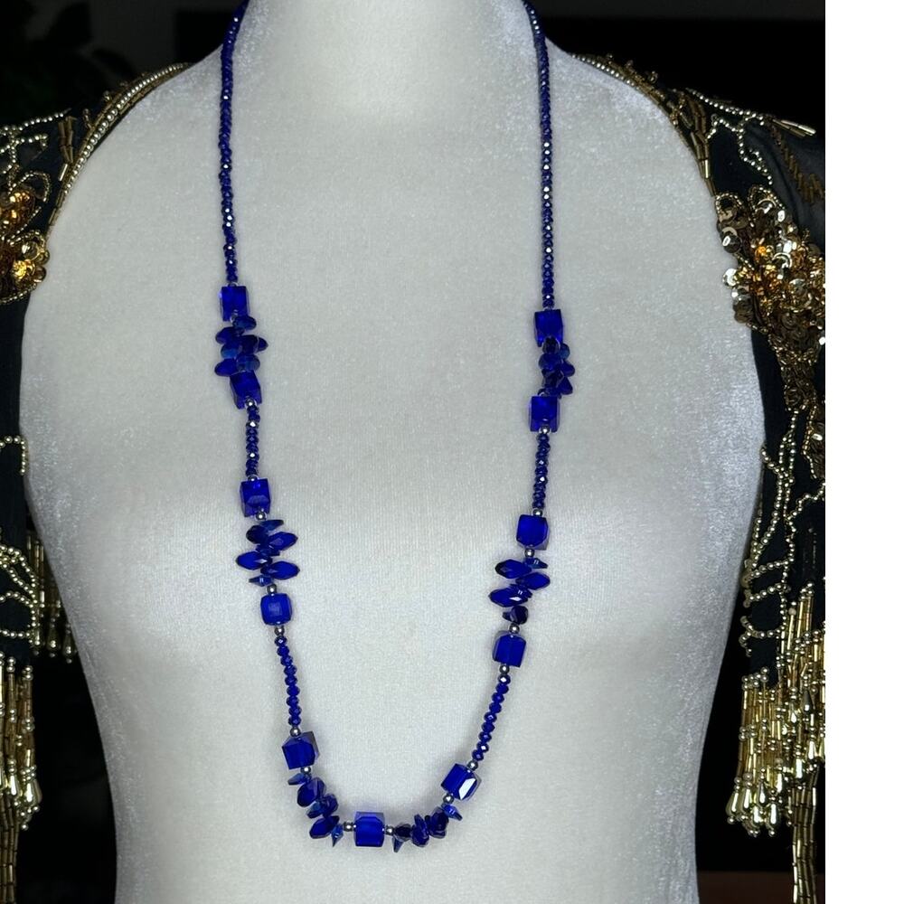 Elegant Royal Blue Beaded Necklace.